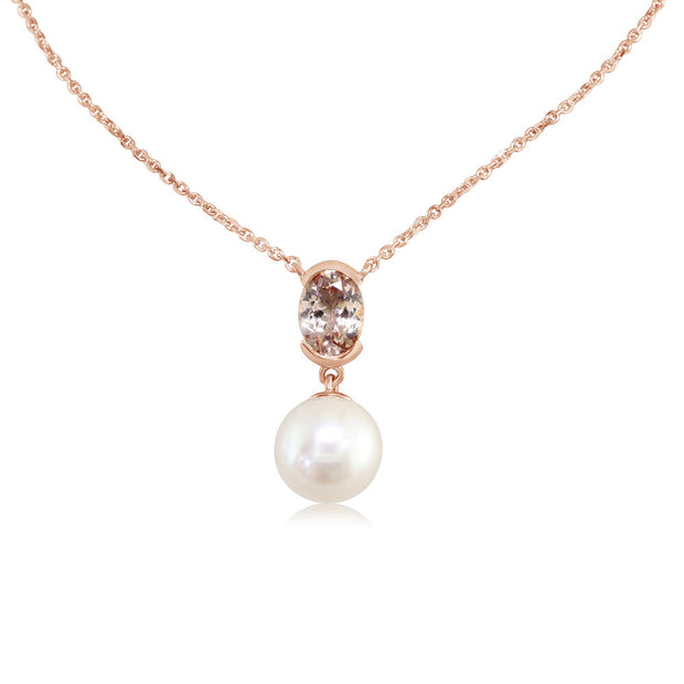 14K Rose Gold Apricot Freshwater Cultured Pearl/Lotus Garnet Neckpiece