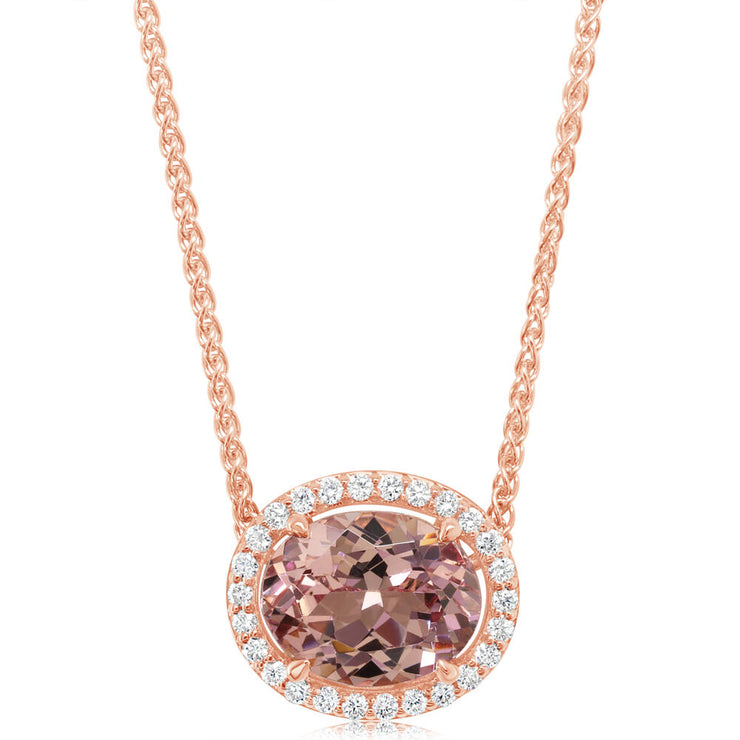 14K Rose Gold Lotus Garnet/Diamond Neckpiece