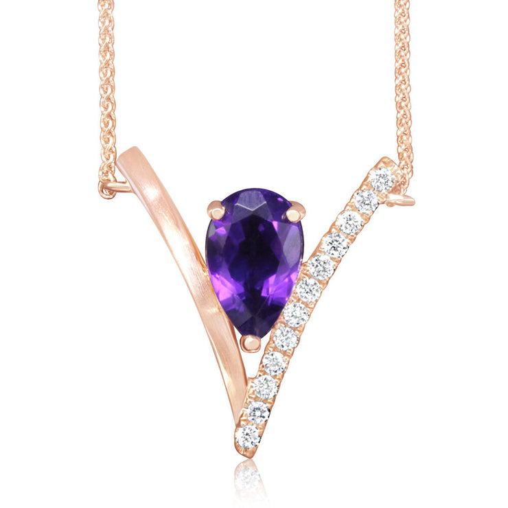 14K White Gold Amethyst/Diamond Neckpiece