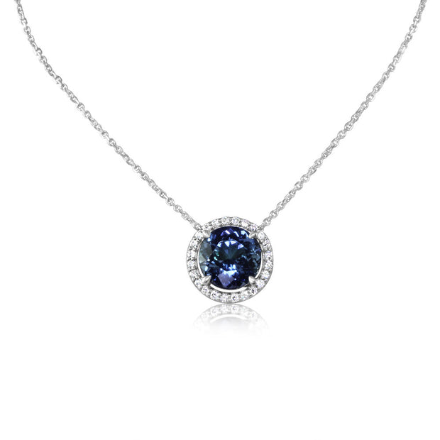14K White Gold Peacock Tanzanite/Diamond Neckpiece