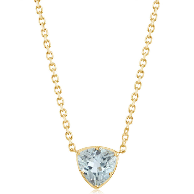 14K Yellow Gold 8mm Trillion Aquamarine Neckpiece