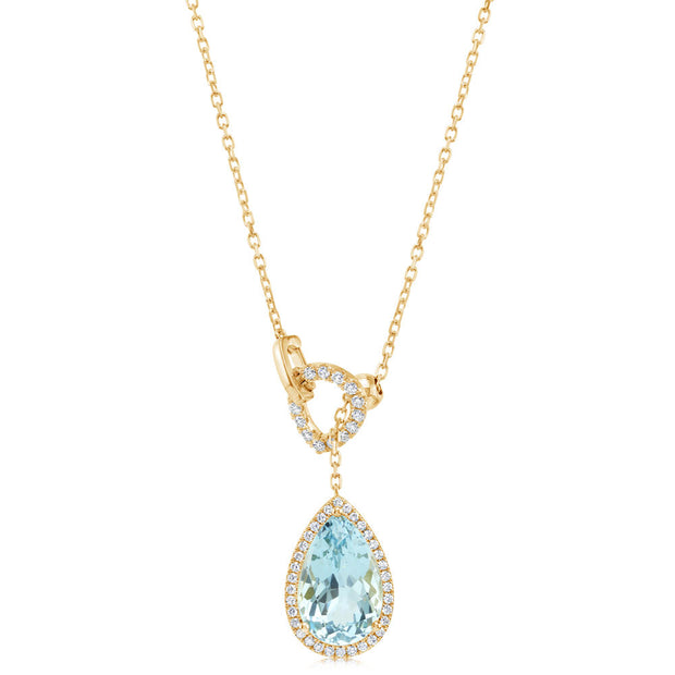18K Yellow Gold Aquamarine/Diamond Neckpiece