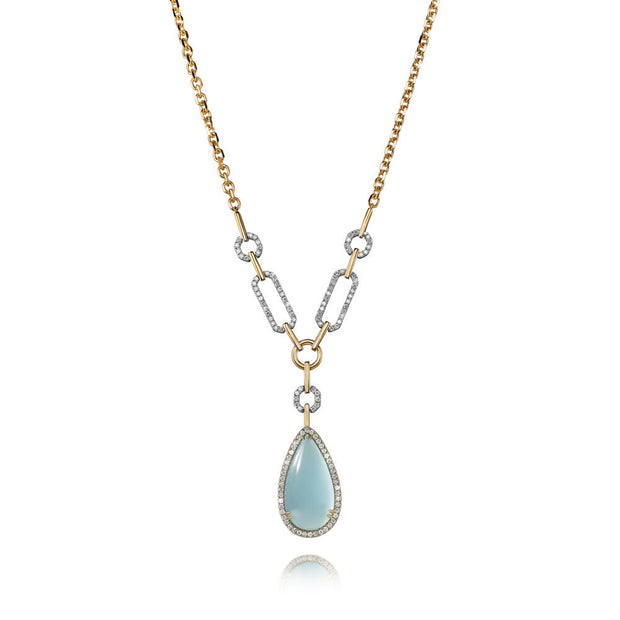 18K White Gold/18K Yellow Gold Aquamarine/Diamond Neckpiece