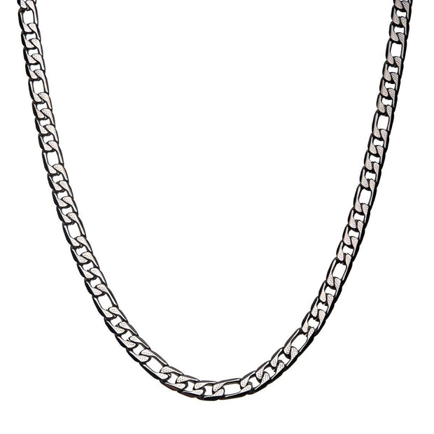 Stainless Steel 7mm Speckled Figaro Chain Necklace