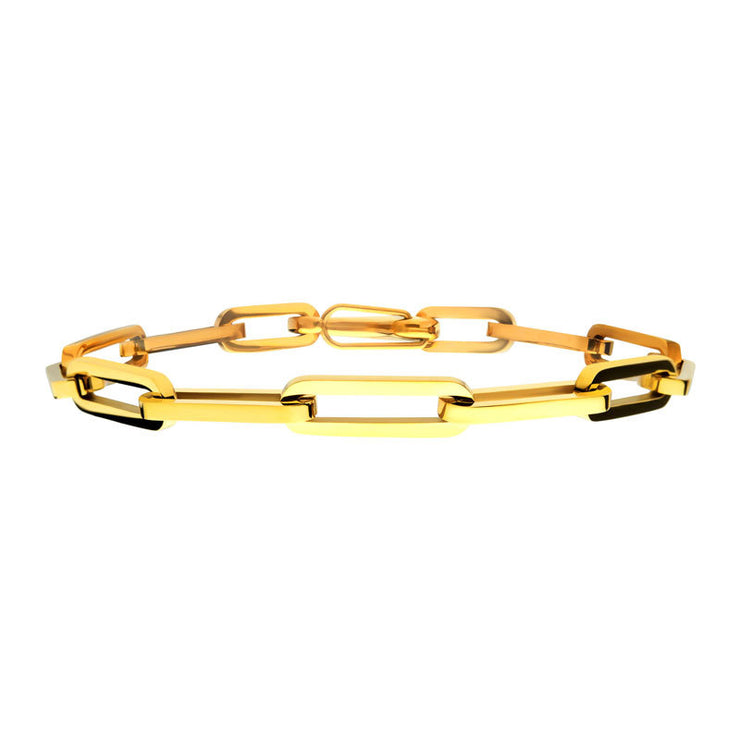 18Kt Gold IP Steel Paperclip Link Chain Bracelet