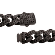12mm Matte Black Cuban Bracelet with CNC-set Black Spinel Stones
