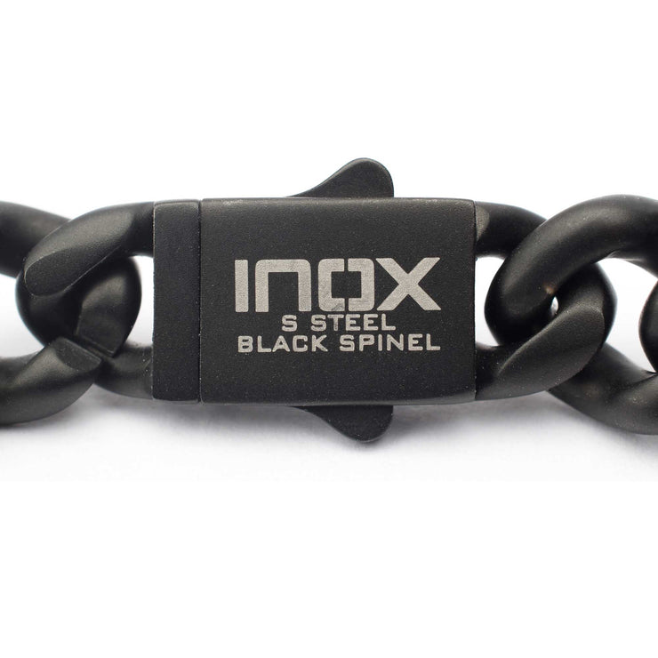 12mm Matte Black Cuban Bracelet with CNC-set Black Spinel Stones