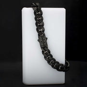 12mm Matte Black Cuban Bracelet with CNC-set Black Spinel Stones