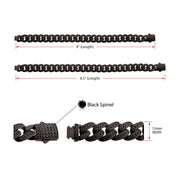 12mm Matte Black Cuban Bracelet with CNC-set Black Spinel Stones