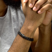 12mm Matte Black Cuban Bracelet with CNC-set Black Spinel Stones