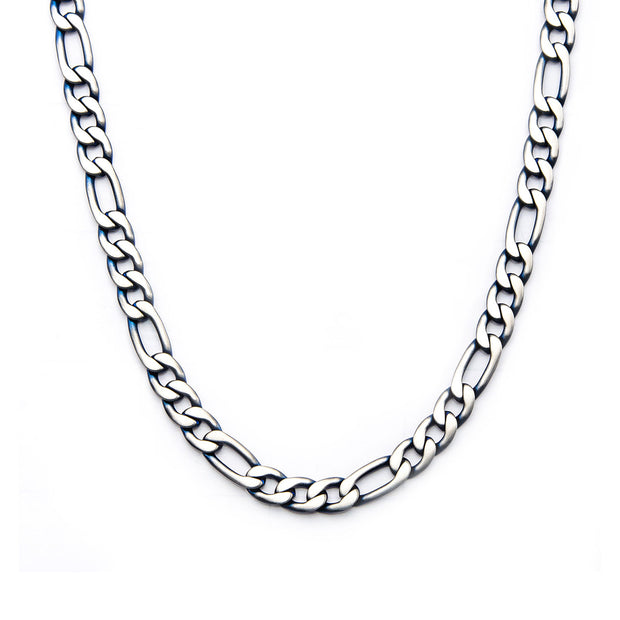 Steel Blue IP Figaro Chain Necklace