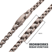 4mm Matte Finish Stainless Steel Bold Box Chain Necklace