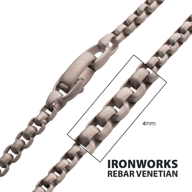 4mm Matte Finish Stainless Steel Bold Box Chain Necklace