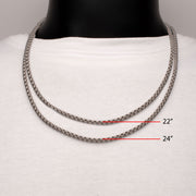 4mm Matte Finish Stainless Steel Bold Box Chain Necklace