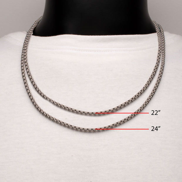 4mm Matte Finish Stainless Steel Bold Box Chain Necklace