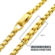 4mm Matte Finish 18Kt Gold IP Stainless Steel Bold Box Chain Necklace