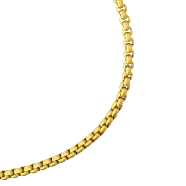 4mm Matte Finish 18Kt Gold IP Stainless Steel Bold Box Chain Necklace