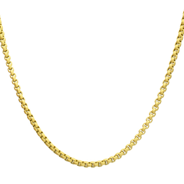 6mm Matte Finish 18Kt Gold IP Stainless Steel Bold Box Chain Necklace