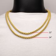 6mm Matte Finish 18Kt Gold IP Stainless Steel Bold Box Chain Necklace