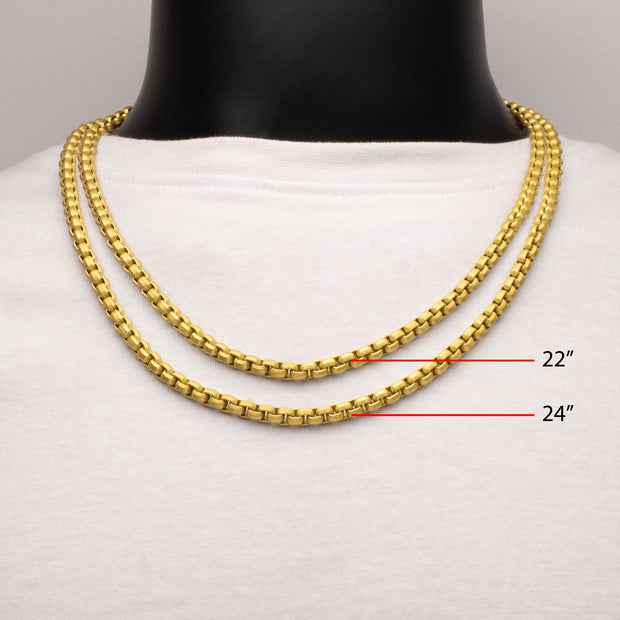 6mm Matte Finish 18Kt Gold IP Stainless Steel Bold Box Chain Necklace