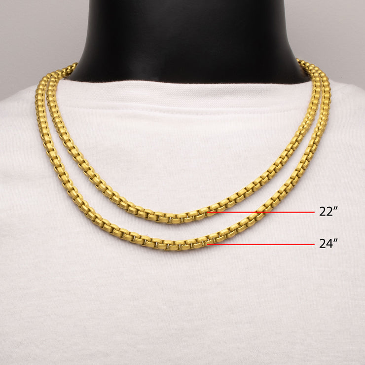 6mm Matte Finish 18Kt Gold IP Stainless Steel Bold Box Chain Necklace