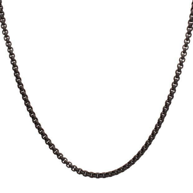 6mm Matte Finish Black IP Stainless Steel Bold Box Chain Necklace