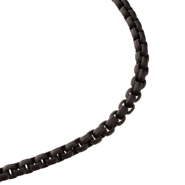 6mm Matte Finish Black IP Stainless Steel Bold Box Chain Necklace