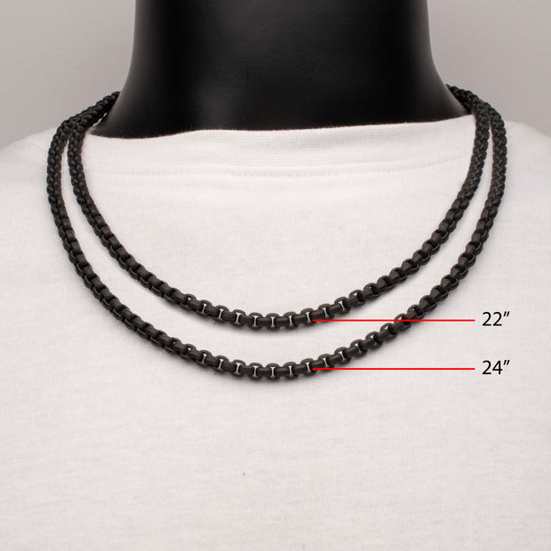 6mm Matte Finish Black IP Stainless Steel Bold Box Chain Necklace