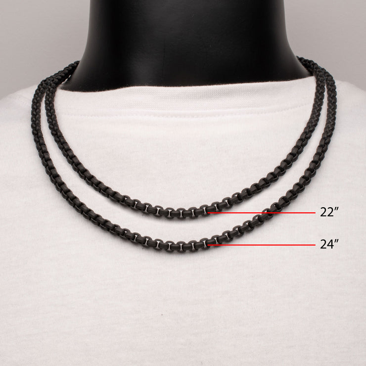6mm Matte Finish Black IP Stainless Steel Bold Box Chain Necklace