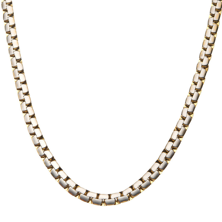Matte Steel & Gold IP Reversible Curb Chain Colossi Necklace