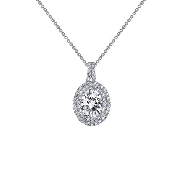 Oval Halo Pendant Necklace