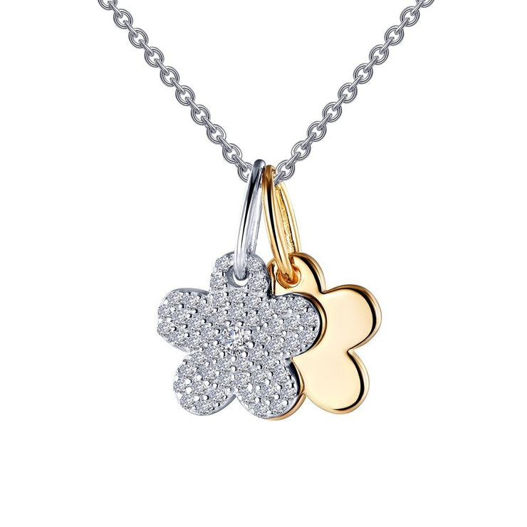 Flower Shadow Charm Pendant Necklace