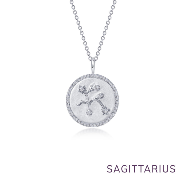 Zodiac Constellation Coin Necklace, Sagittarius