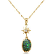 14K Yellow Gold Australian Boulder Opal/Diamond Pendant