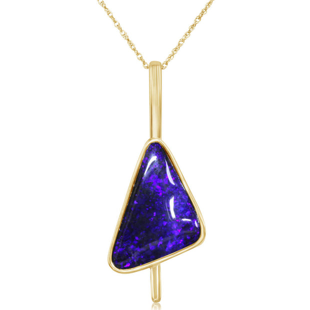 14K Yellow Gold Australian Boulder Opal Pendant