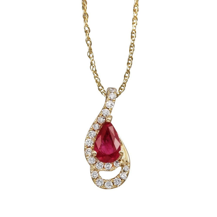 14K Yellow Gold Ruby/Diamond Pendant