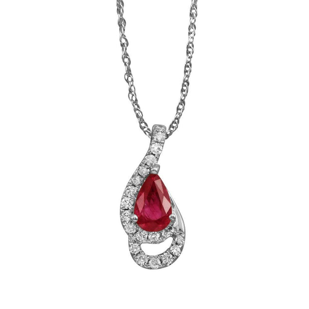 14K White Gold Ruby/Diamond Pendant