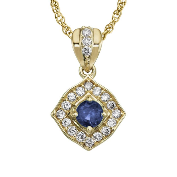14K Yellow Gold Sapphire/Diamond Pendant