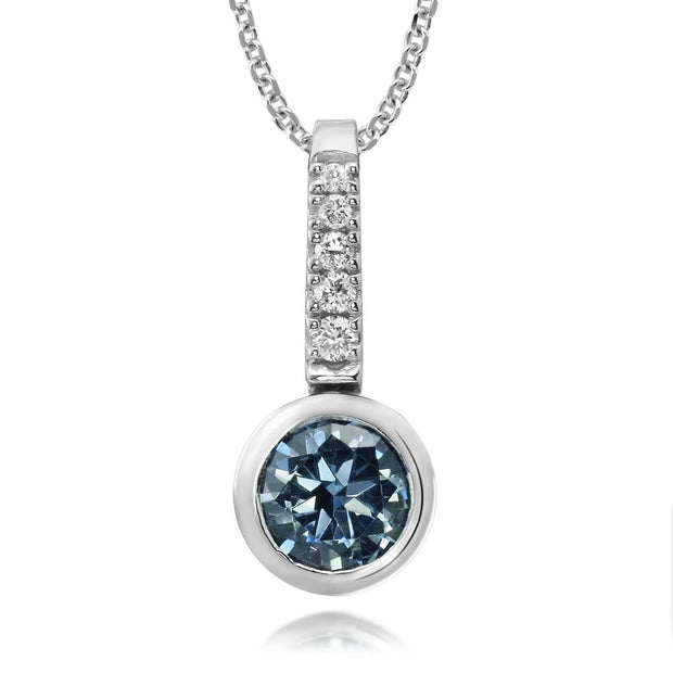 14K White Gold Montana Sapphire/Diamond Pendant