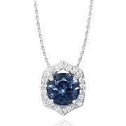 14K White Gold Montana Sapphire/Diamond Pendant