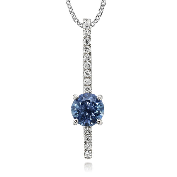 14K White Gold Montana Sapphire/Diamond Pendant