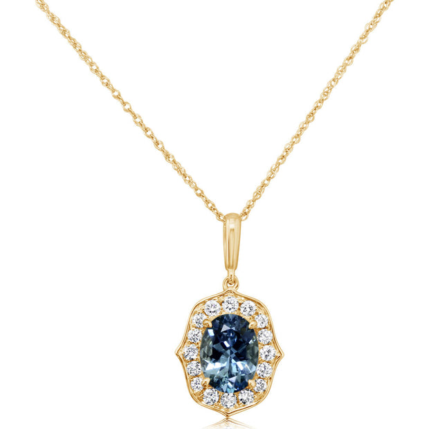 14K Yellow Gold Aquamarine/Diamond Pendant