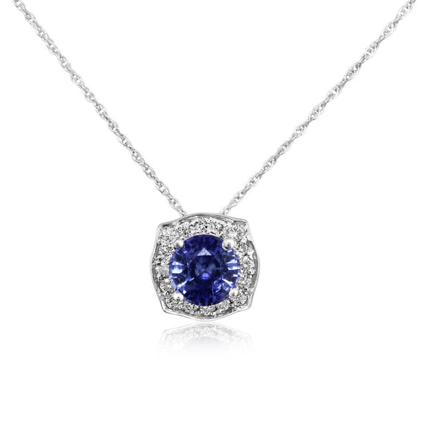 14K White Gold Sapphire/Diamond Pendant