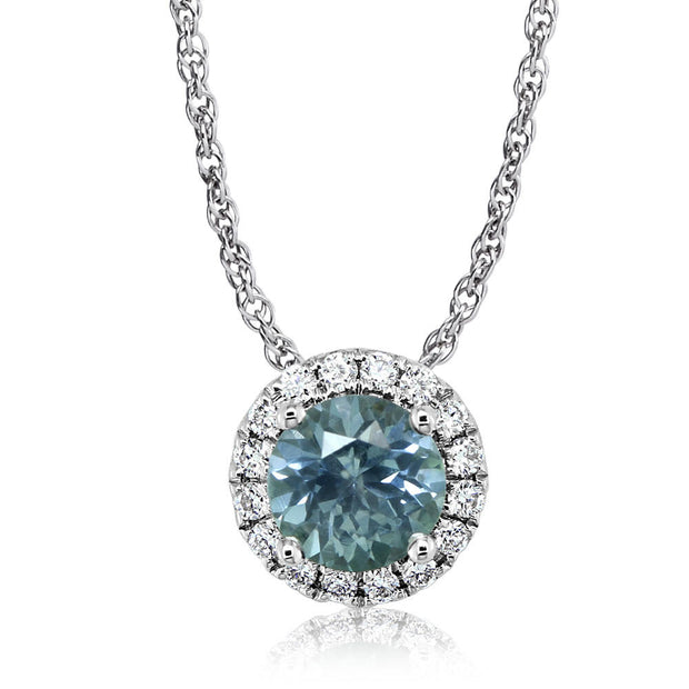 14K White Gold Montana Sapphire/Diamond Pendant