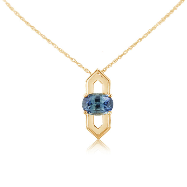 14K Yellow Gold Montana Sapphire Pendant