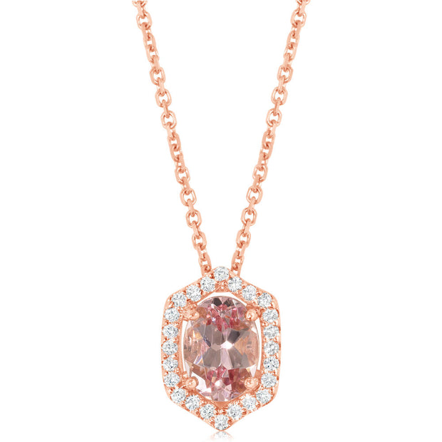 14K Rose Gold Lotus Garnet/Diamond Pendant