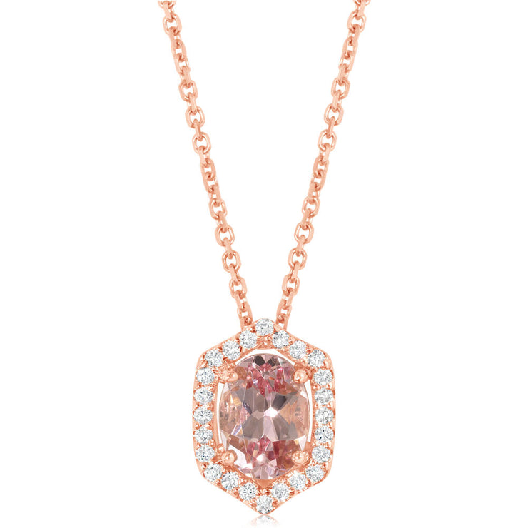 14K Rose Gold Lotus Garnet/Diamond Pendant