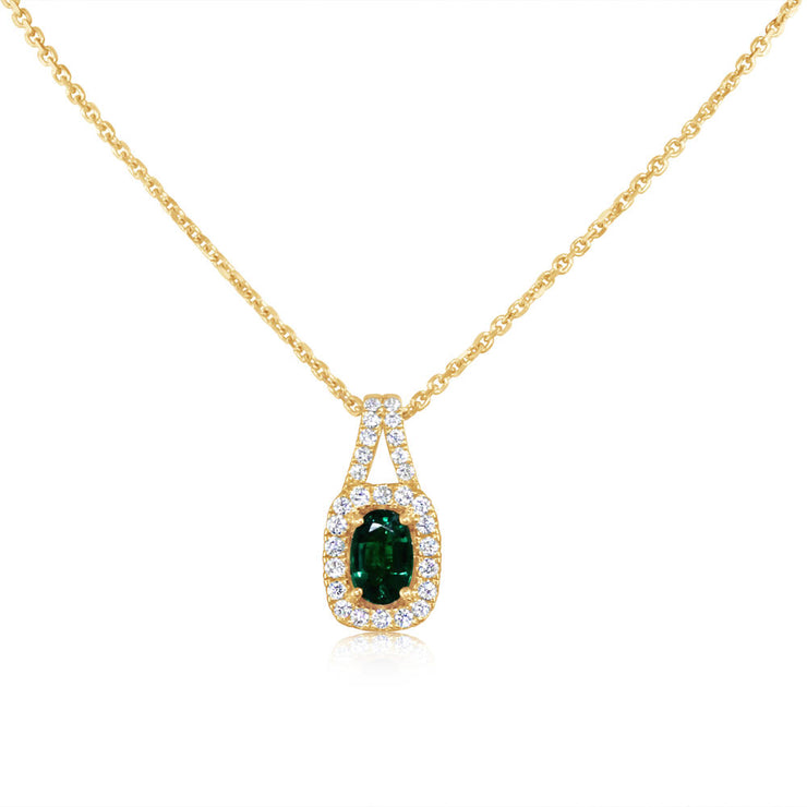 14K Yellow Gold Emerald/Diamond Pendant