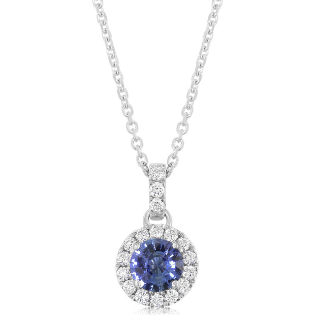 14K White Gold Sapphire/Diamond Pendant