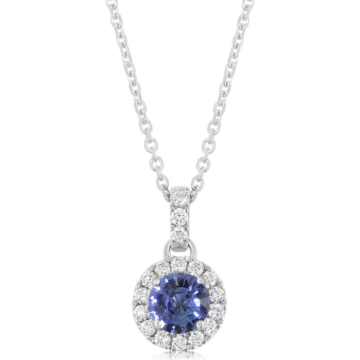 14K White Gold Sapphire/Diamond Pendant